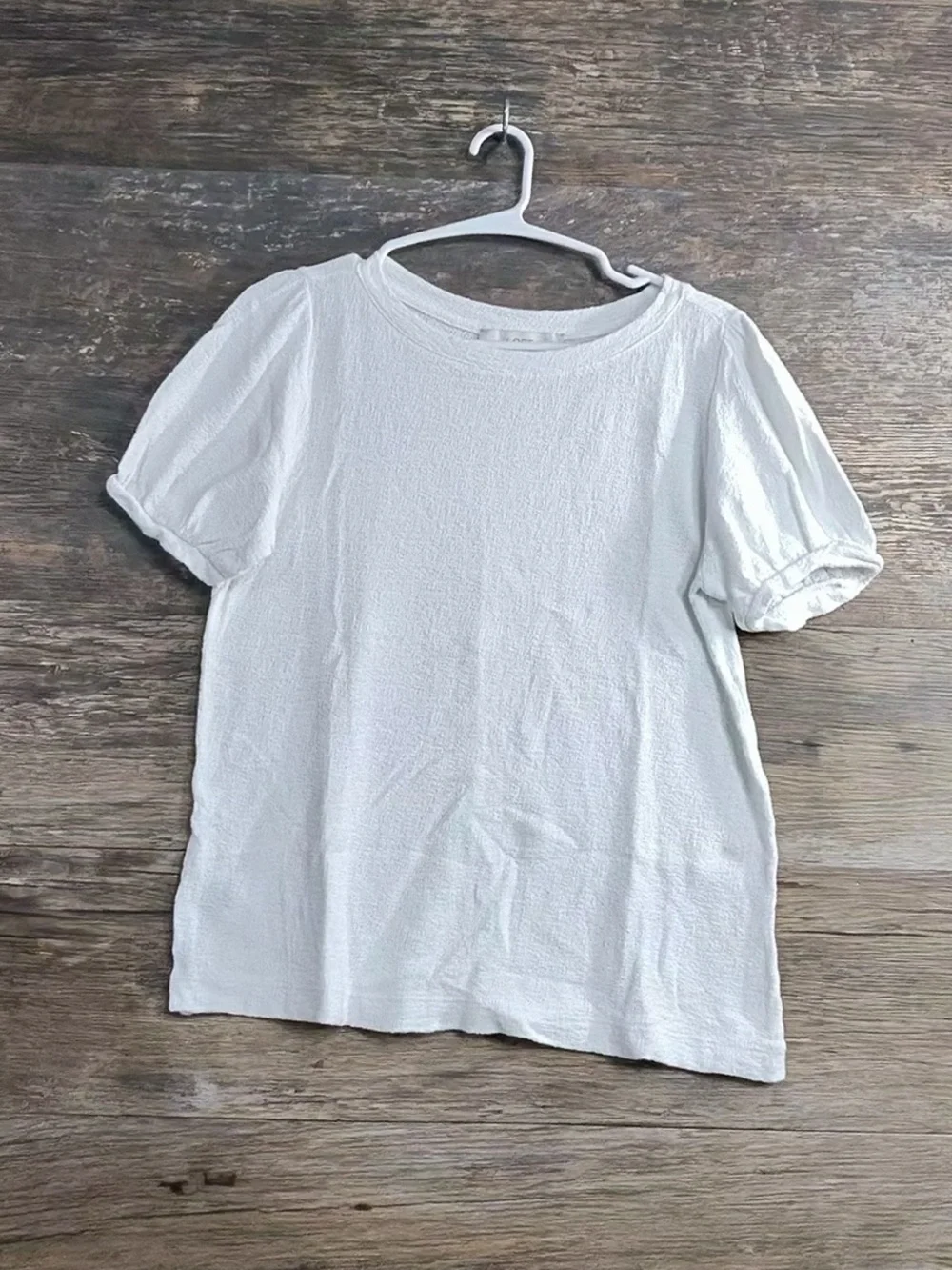 LOFT White Puff Sleeve Tee